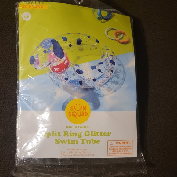 Sun Squad Inflatable Dalmatian Dog Split Ring Glitter Swim Tube Ages 3-6', 23" L - Picture 6 of 11